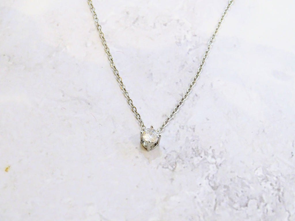 Collar Rodio Cristal Solitario