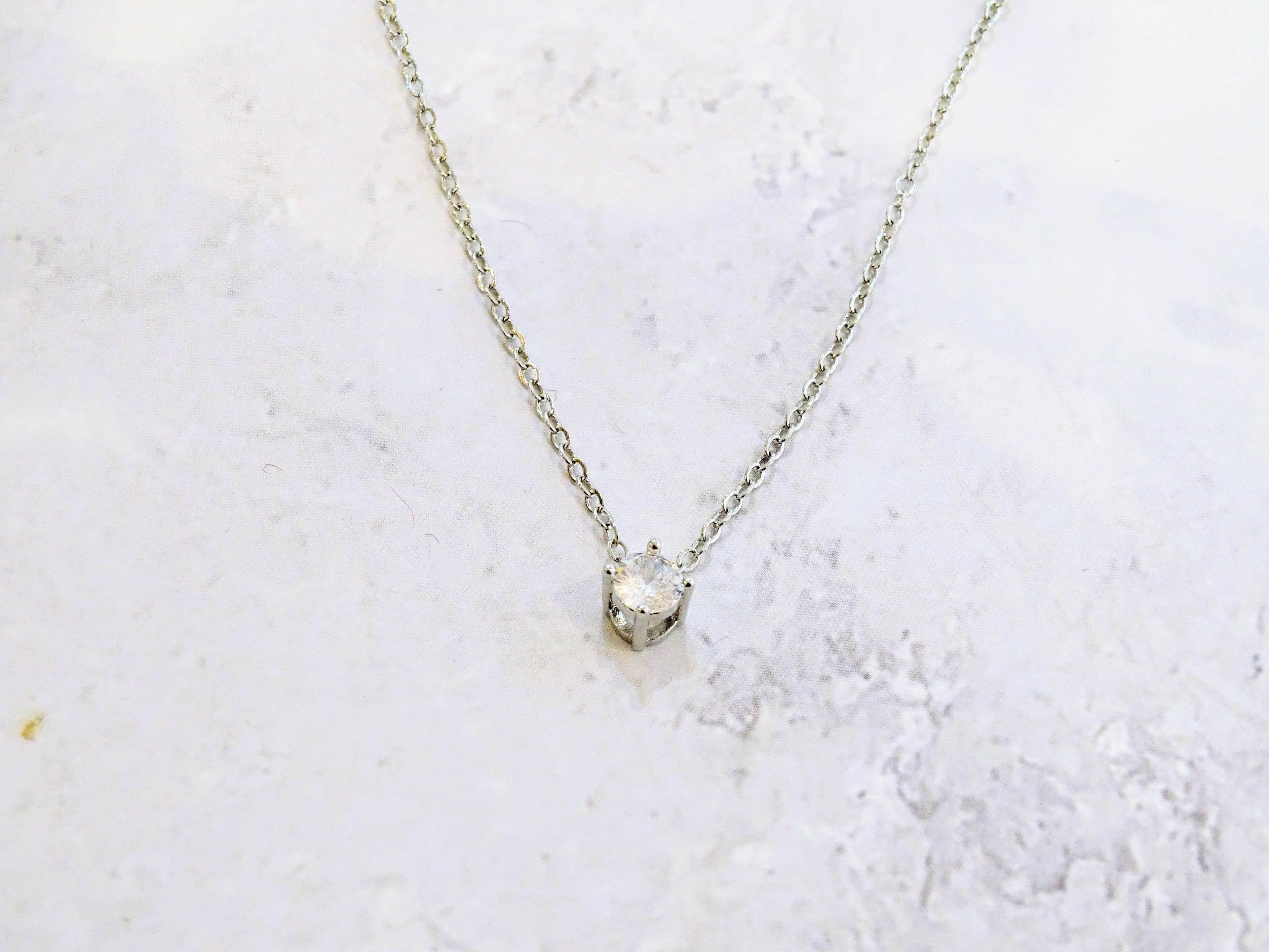 Collar Rodio Cristal Solitario