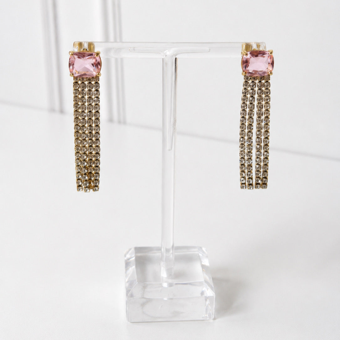 Aretes Acero Inoxidable Crist Rect y Tiras