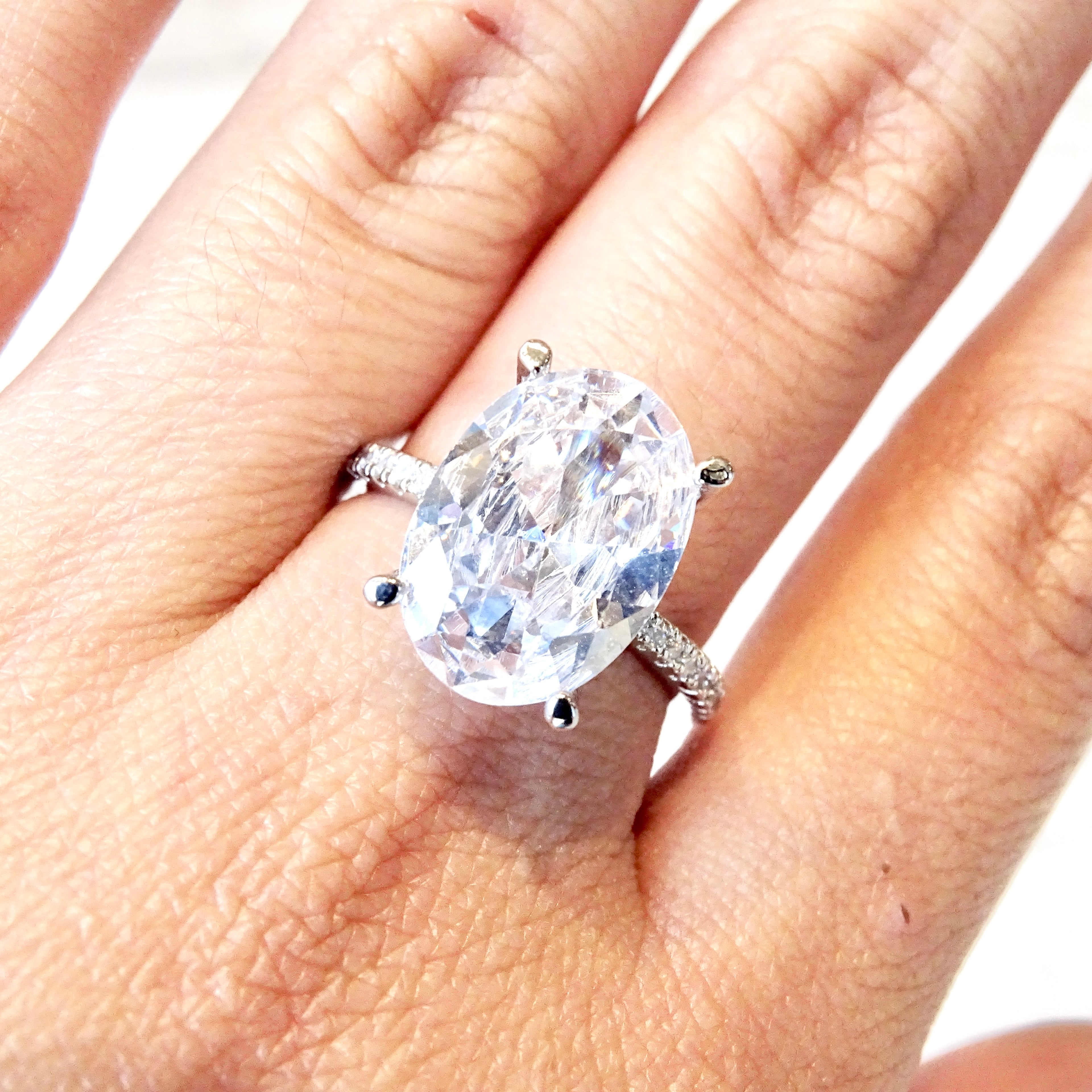 Anillo Plata 925 Óvalo Solitario Grande