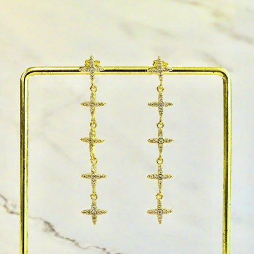 Aretes Plata .925 con Chapa de Oro 5 Estrellas