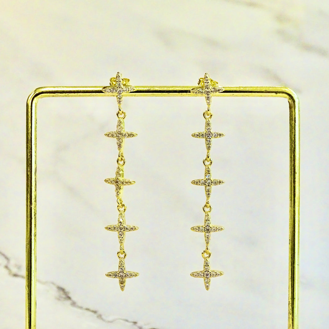 Aretes Plata .925 con Chapa de Oro 5 Estrellas