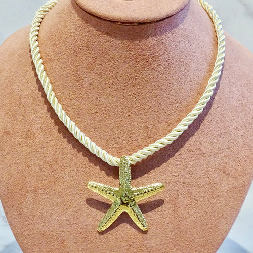 Collar Acero Inoxidable Listón Trenzado Estrella