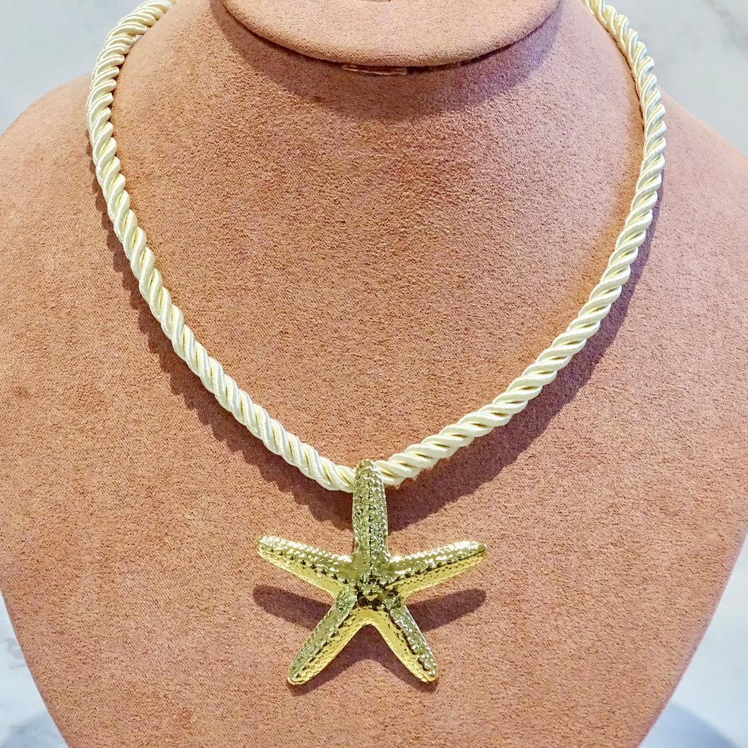 Collar Acero Inoxidable Listón Trenzado Estrella