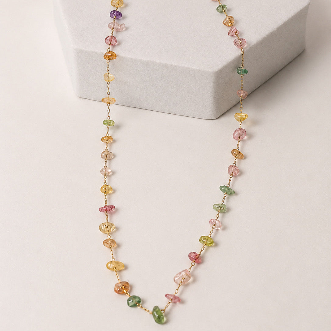 Collar Acero Inoxidable cristales de colores pastel