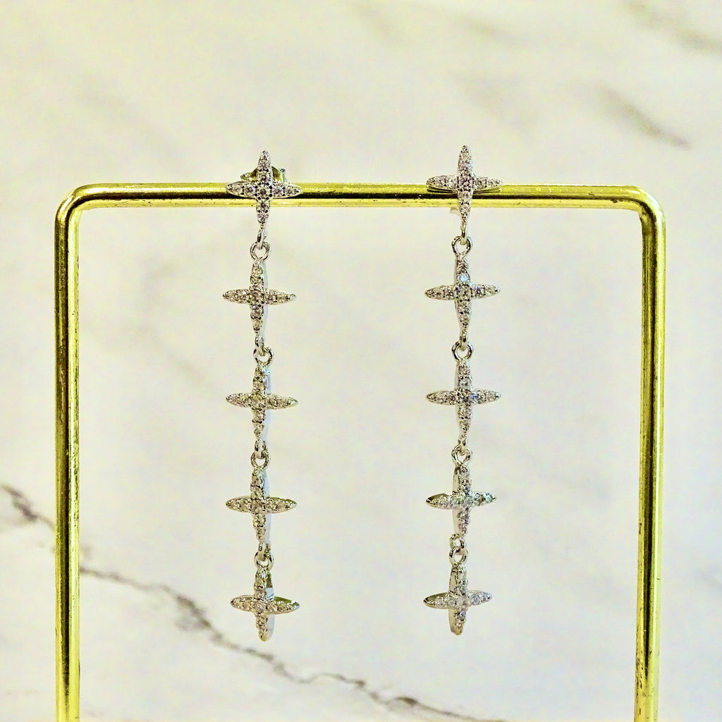 Aretes Plata .925 con Chapa de Oro 5 Estrellas