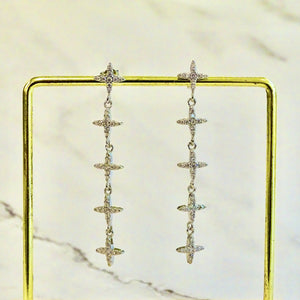 Aretes Plata .925 con Chapa de Oro 5 Estrellas