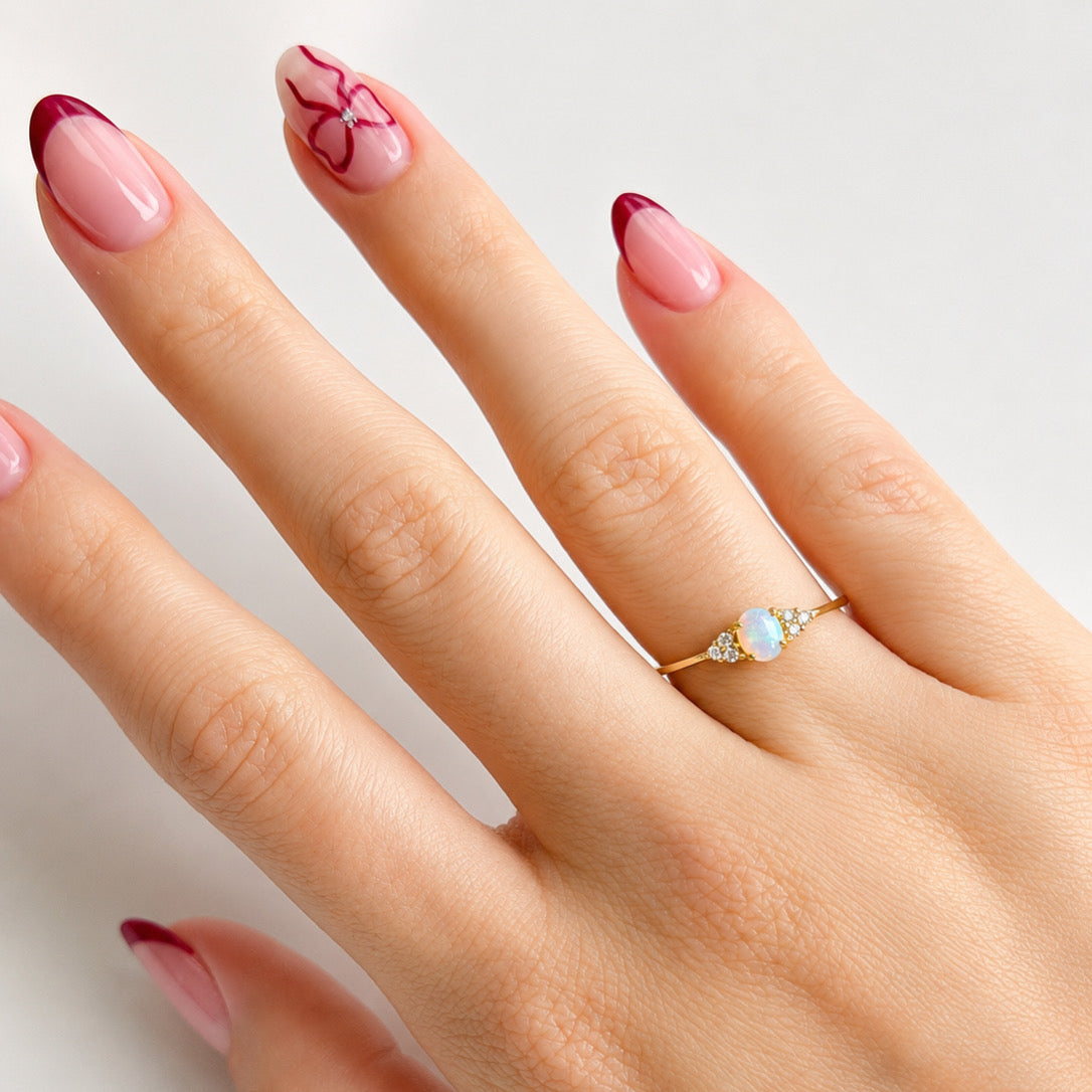 Anillo Plata 925 Piedra Opalo Con Cristal