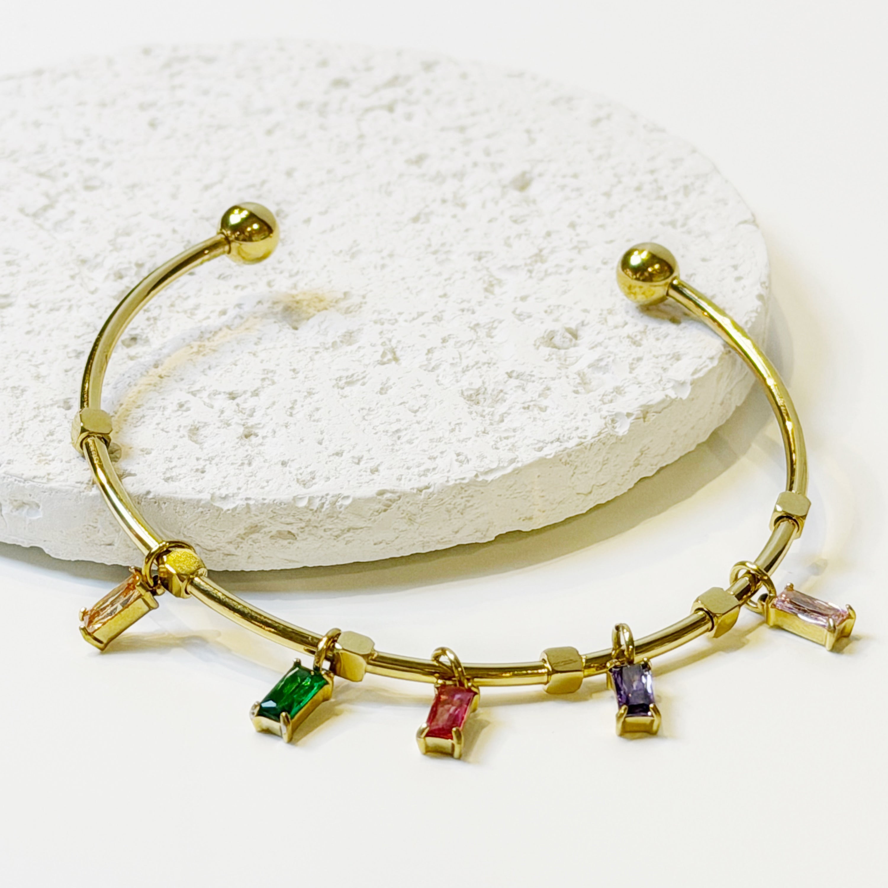 Aro Acero Inoxidable Cristales Baguette Colores