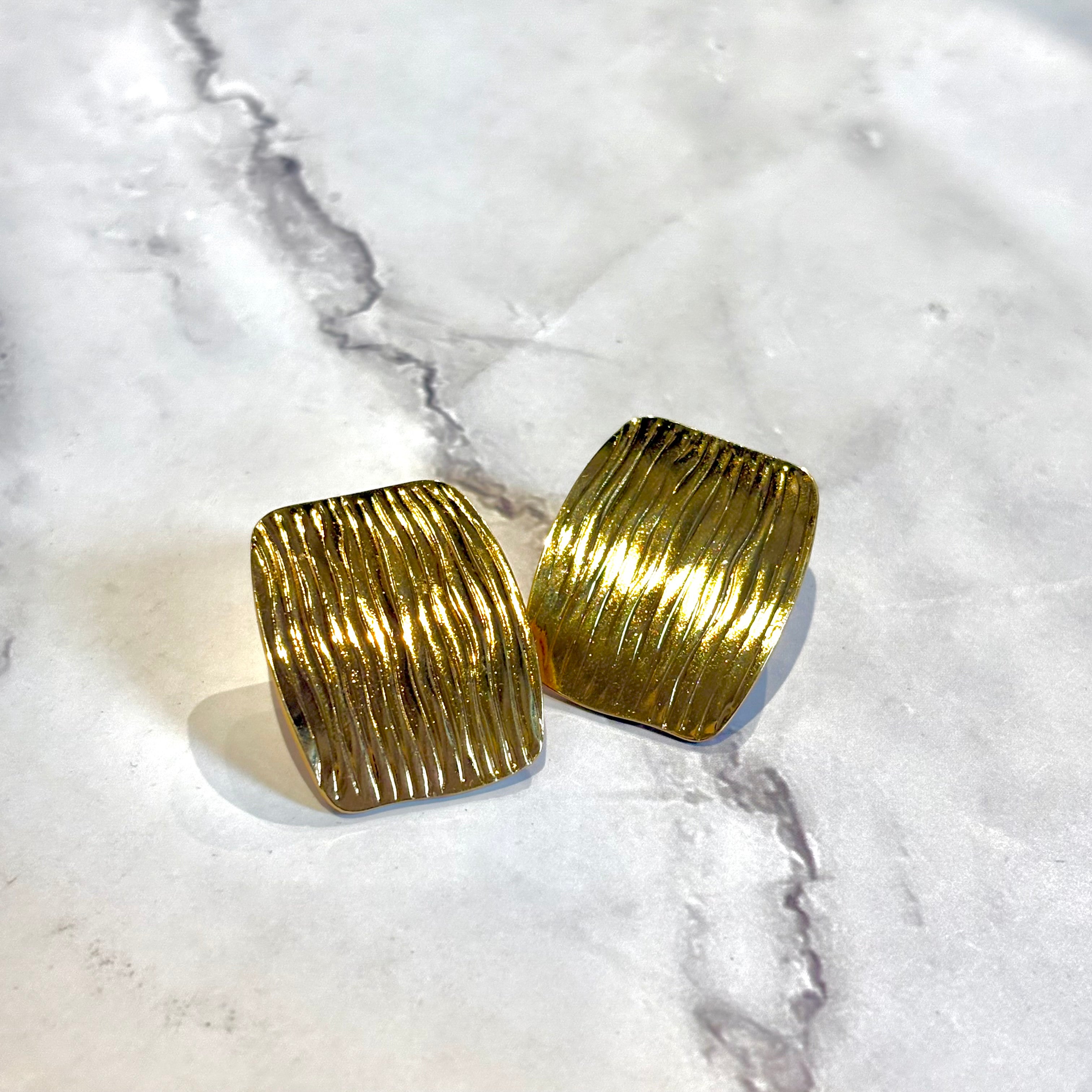 Aretes Acero Inoxidable Láminas Doradas