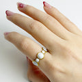 Anillo Acero Inoxidable Ajustable Circulos Blancos