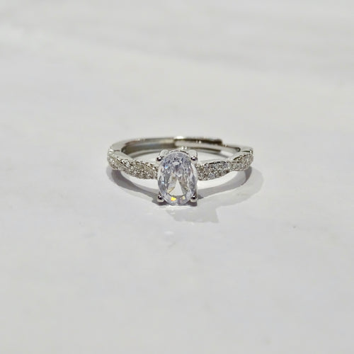 Anillo Plata .925 Óvalo Solitario Trenzado