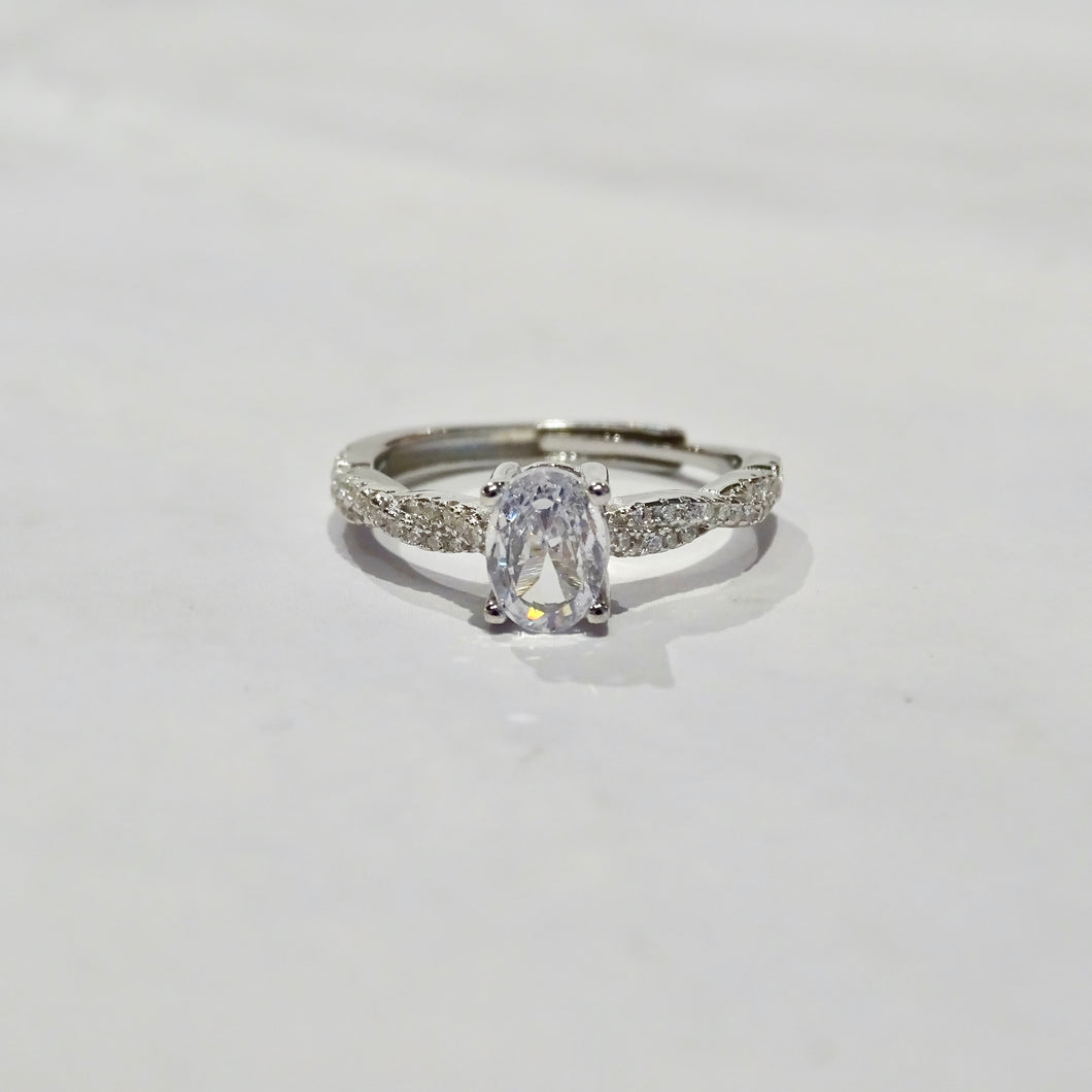 Anillo Plata .925 Óvalo Solitario Trenzado