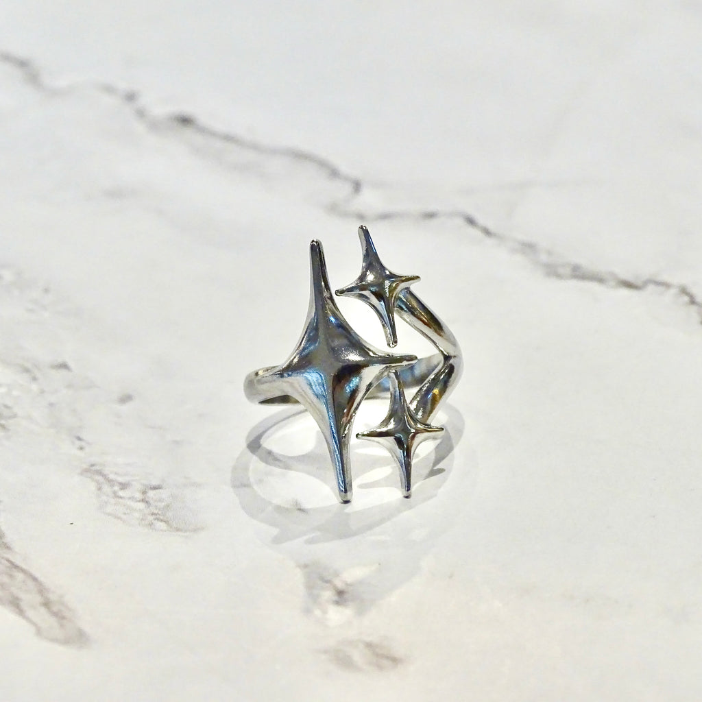 Anillo Acero Inoxidable Triple Estrella