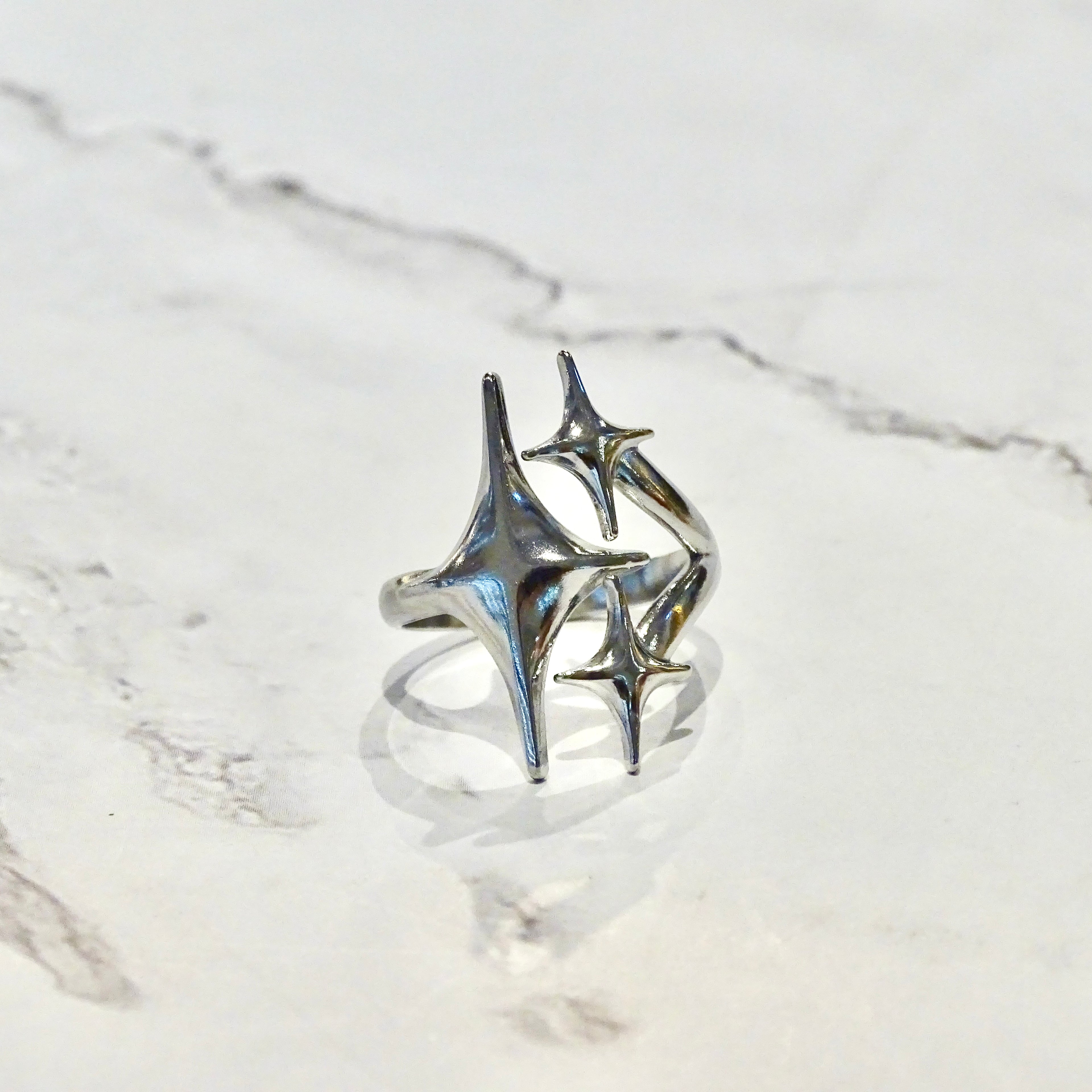 Anillo Acero Inoxidable Triple Estrella