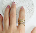 Anillo Acero Inoxidable Ajustable Ondas Bicolor