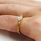 Anillo Acero Inoxidable Navette Solitario