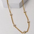 Collar Acero Inoxidable cadena con cirstal rectangular y cristales circuclares