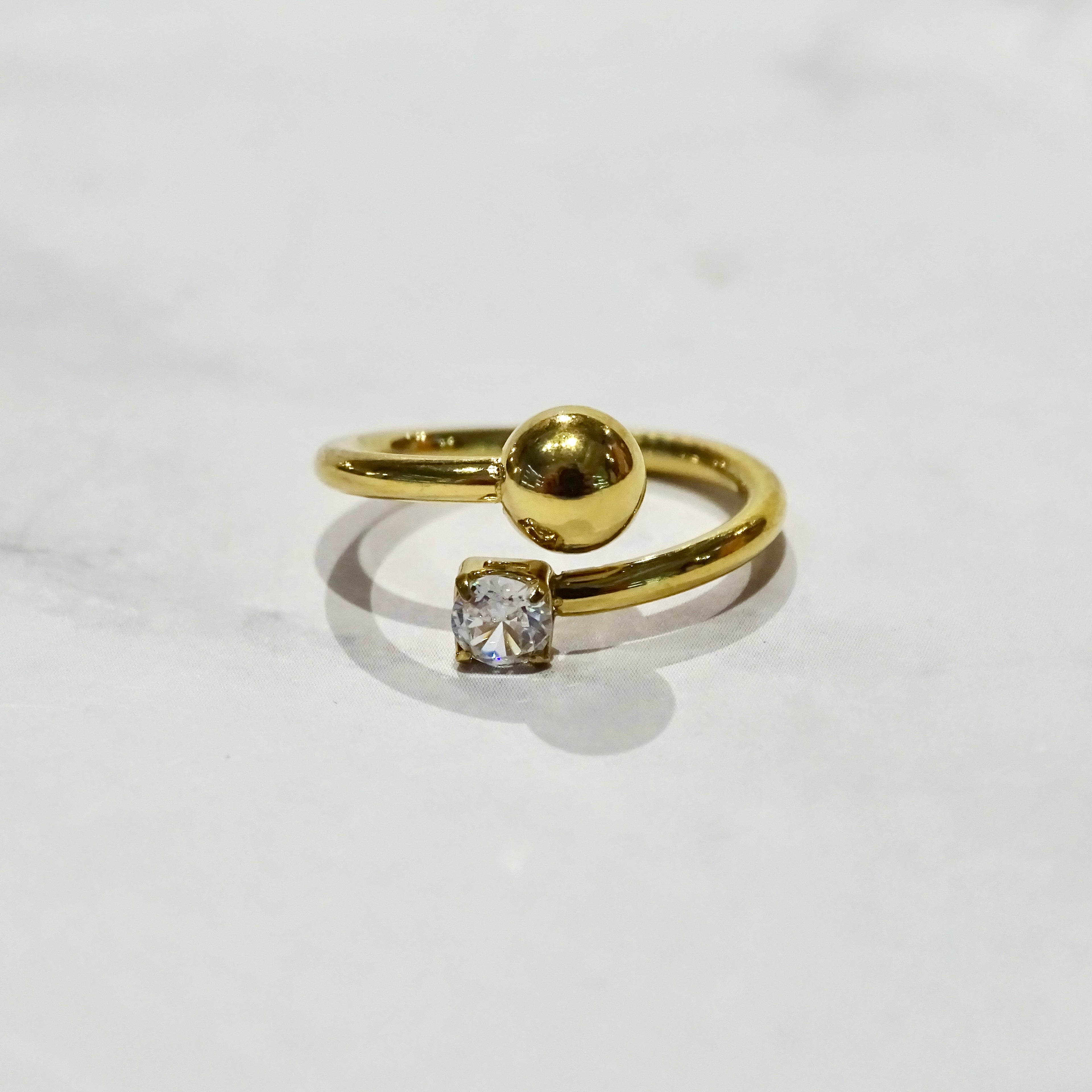 Anillo Acero Inoxidable Solitario y Cristal