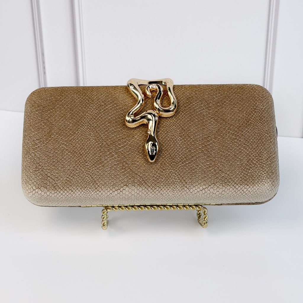 Bolsa Terciopelo Serpiente Beige