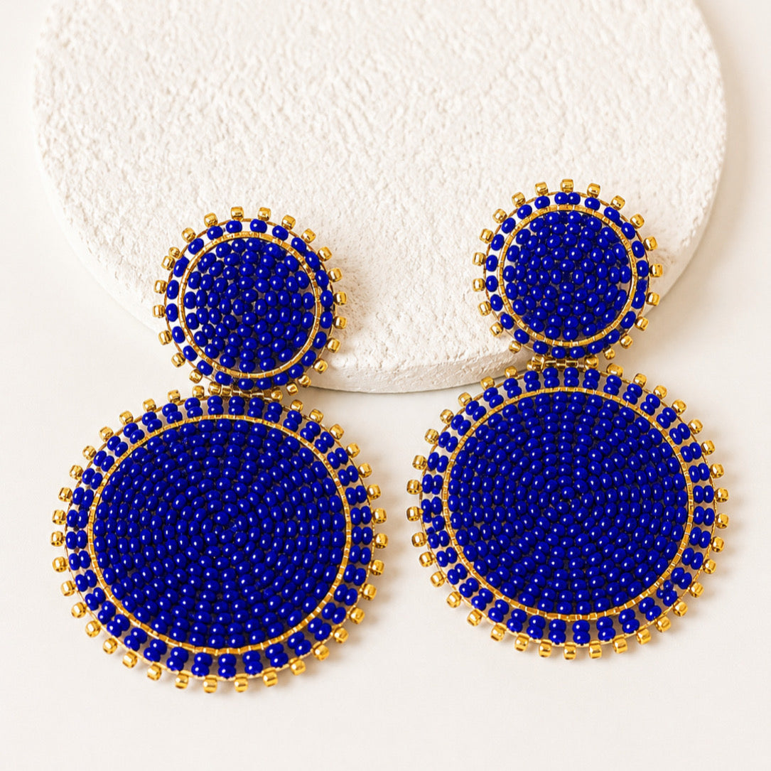 Aretes Chapa De Oro Doble Circulo Chaquira