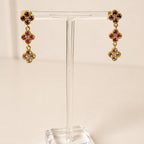 Aretes Acero Inoxidable 3 Trebols Con Zirconia