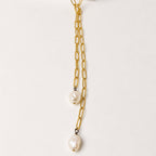 Collar Acero Inoxidable Eslabon con Perlas