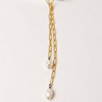 Collar Acero Inoxidable Cadena Bolitas Con 2 Perlas