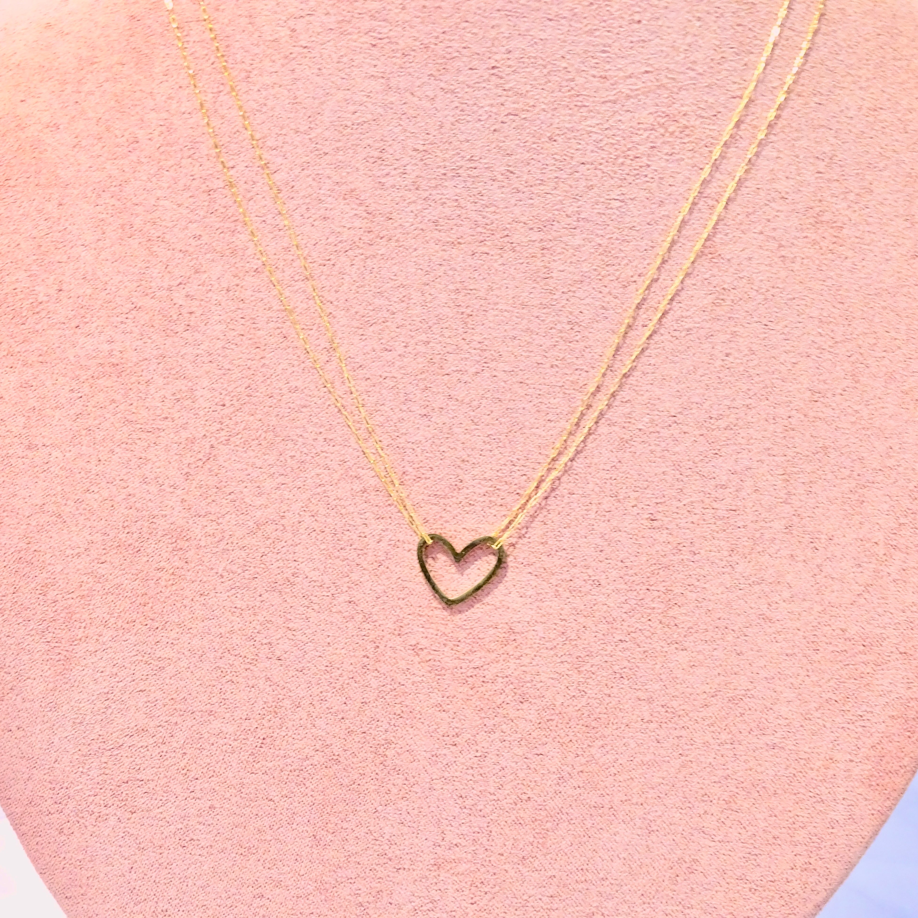 Collar Acero Inoxidable Corazón Doble Cadena