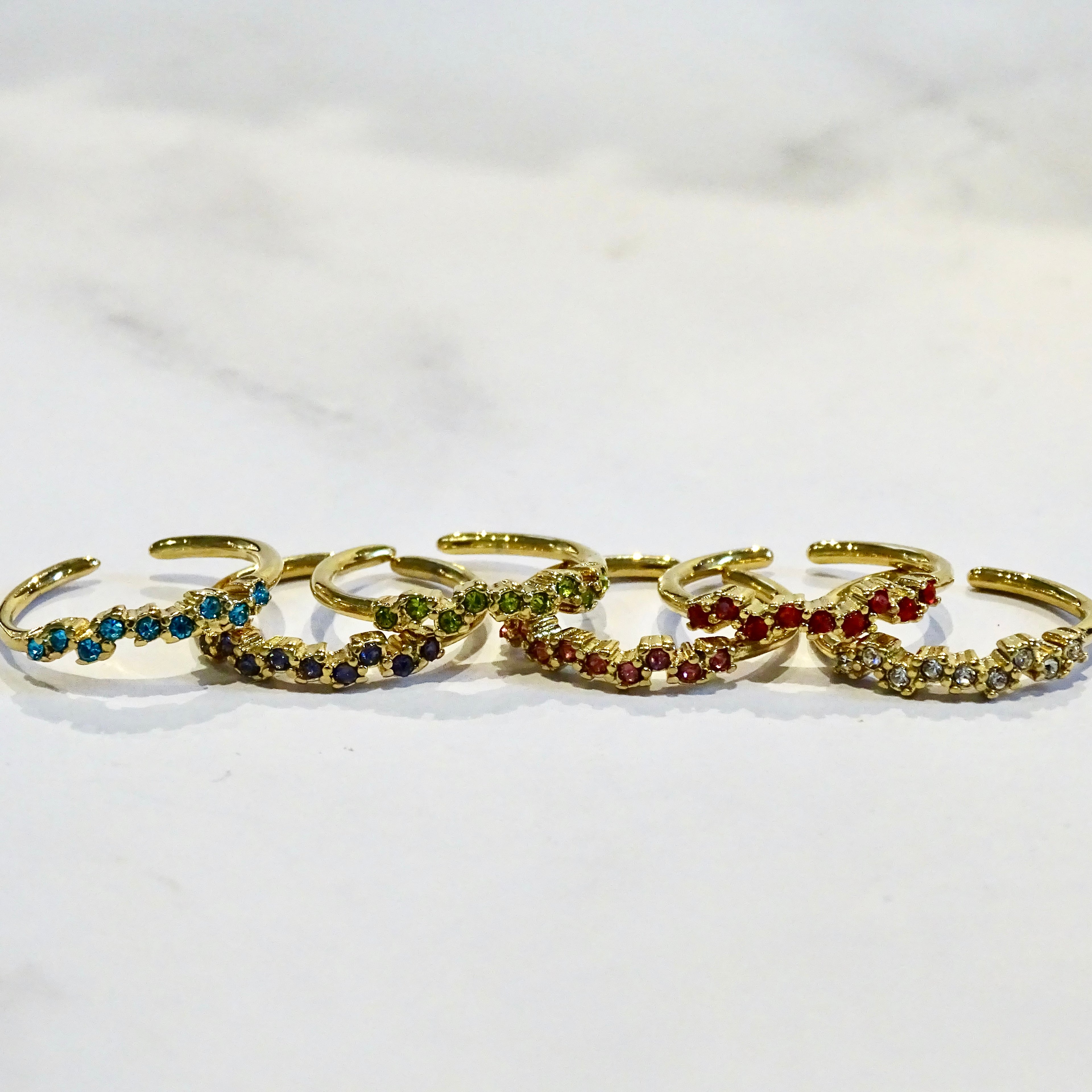 Anillo Acero Inoxidable Zirconias Zigzag Colores