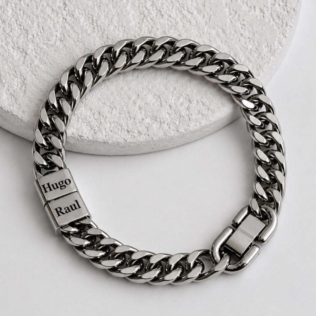 Pulsera Acero Inoxidable con Charms Nombre Personalizado para Hombre