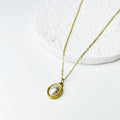 Collar Acero Inoxidable Ovalo Perla