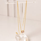 Collar Acero Inoxidable cadena delgada con cristal rectangular