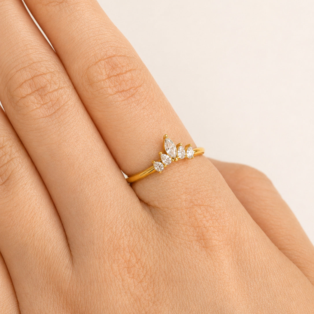 Anillo Acero inoxidable 5 Zirconias