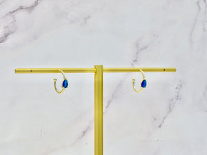 Aretes Plata .925 con Chapa de Oro Gota Azu