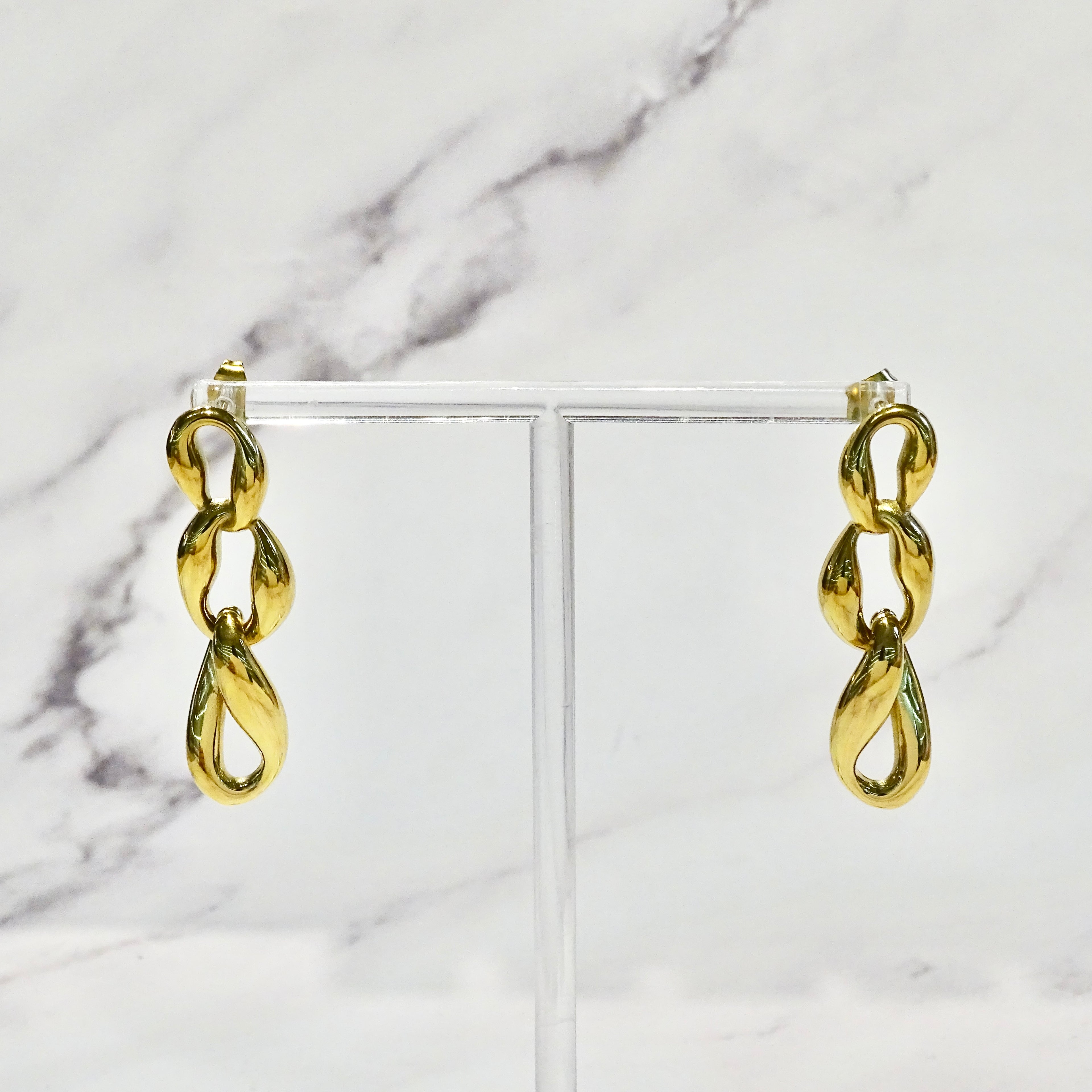 Aretes Acero Inoxidable Ondas Entrelazadas