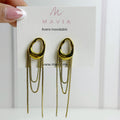 Aretes Acero Inoxidables Aros Largos Con cadena