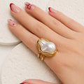 Anillo Acero Inoxidable Perla Barroca