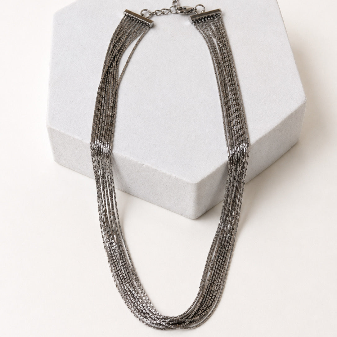 Collar Acero Inoxidable múltiples cadenas delgadas