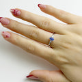 Anillo Plata 925 Solitario Azul y 2 Cristales