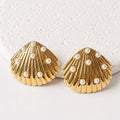 Aretes Acero Inoxidable Concha con perlas