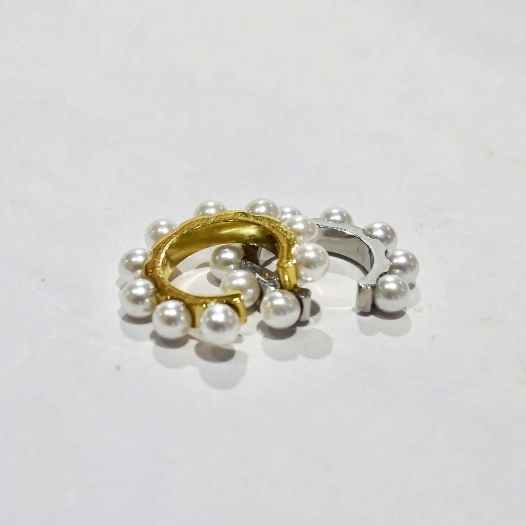 Earcuff Acero Inoxidable Perlas Chunky