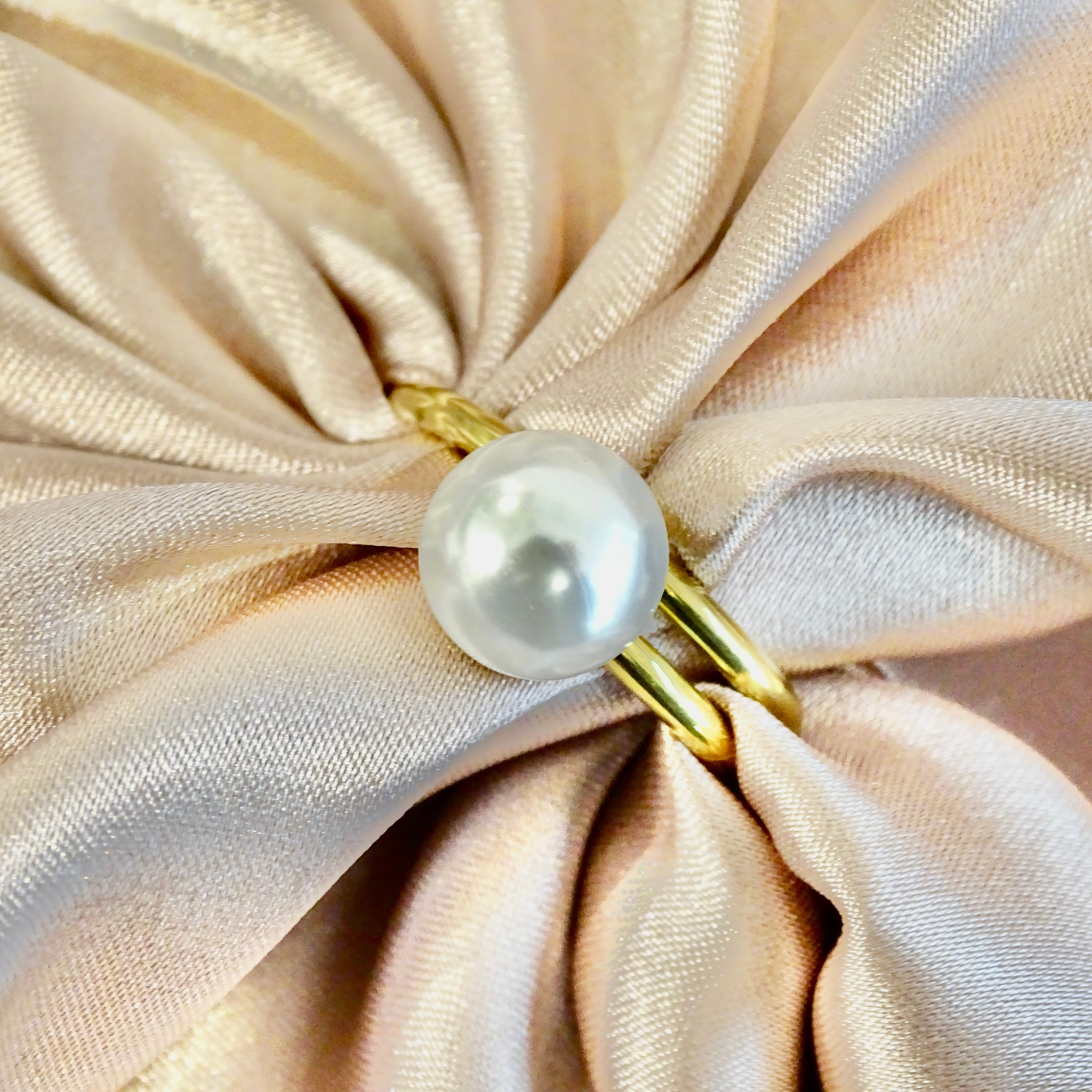 Anillo Acero Inoxidable Perla Ajustable