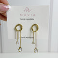 Aretes Acero Inoxidable Cadena Lisa Con 2 Gotas