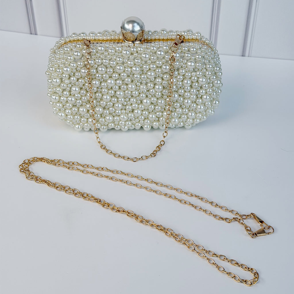 Bolsa Dorada Con Perlas