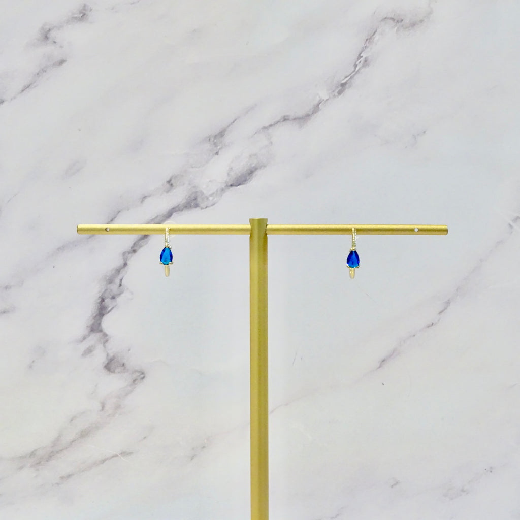 Aretes Plata .925 con Chapa de Oro Gota Azu