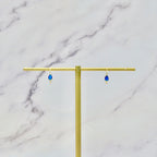 Aretes Plata .925 con Chapa de Oro Gota Azu