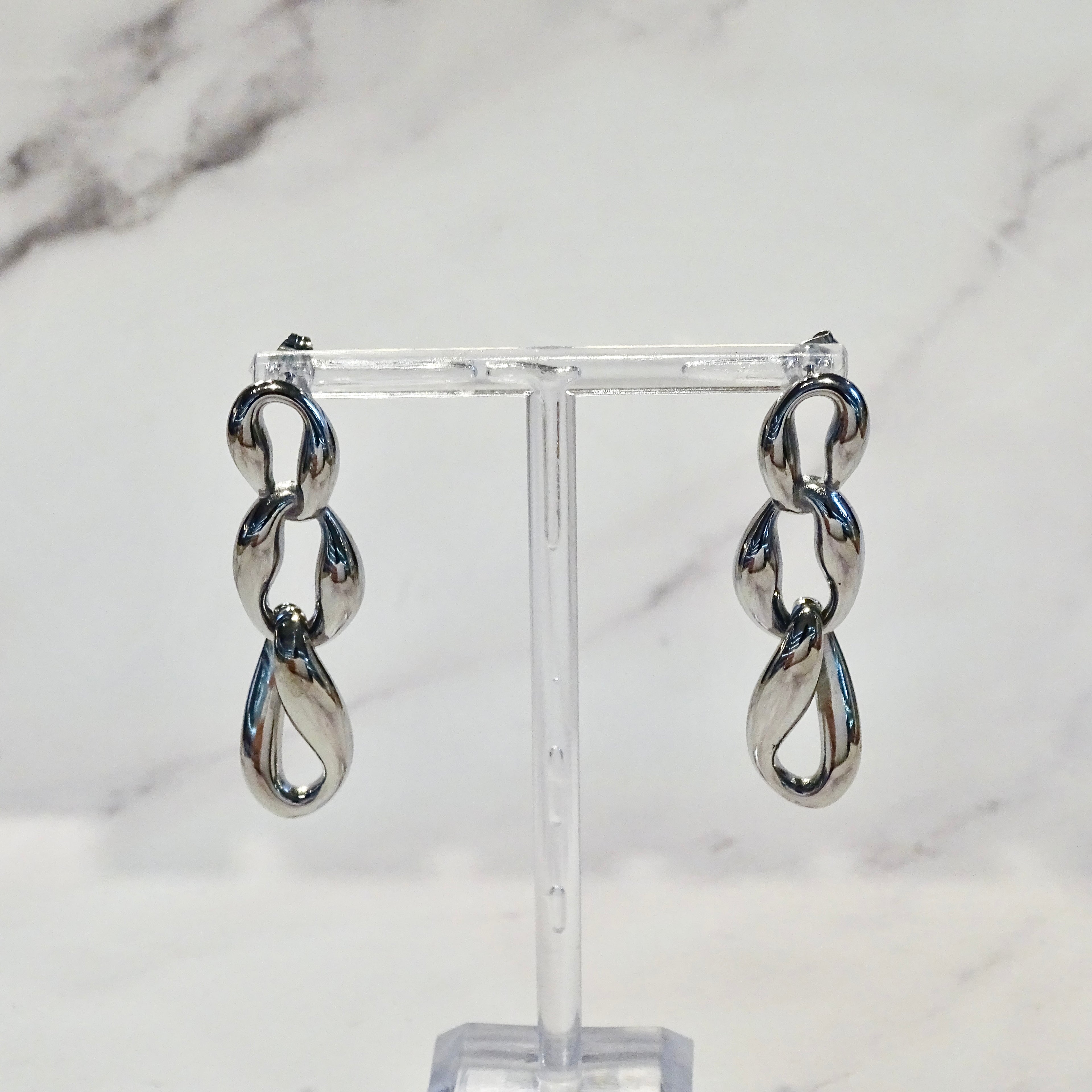 Aretes Acero Inoxidable Ondas Entrelazadas