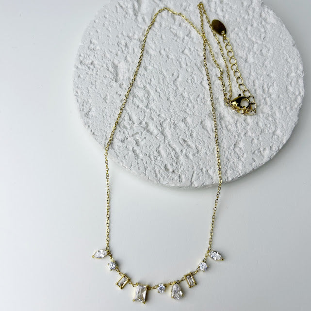 Collar Acero Inoxidable Cristal Rombo Circulo ,Rectángulo