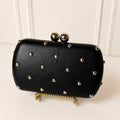 Bolsa Negra Lisa Con Bolitas Plateadas